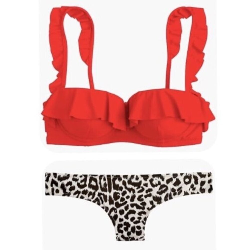 J. Crew Ruffle Underwire Surf Hipster Bikini Size 32A/XS and 32C/XS NWT